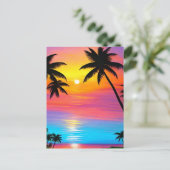 Sonnenuntergang am Strand Postkarte (Stehend Vorderseite)