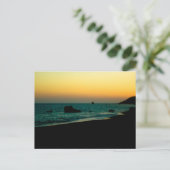 Sonnenuntergang am Strand Postkarte (Stehend Vorderseite)