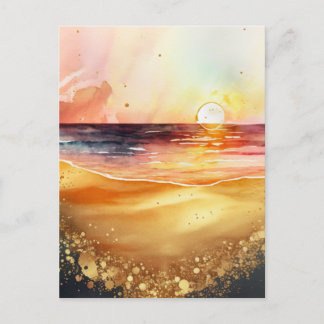 Sonnenuntergang am Strand Postkarte