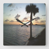 Sonnenuntergang am Strand Quadratische Wanduhr (Vorderseite)