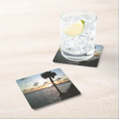 Sonnenuntergang am Strand Rechteckiger Pappuntersetzer (Vor Ort)