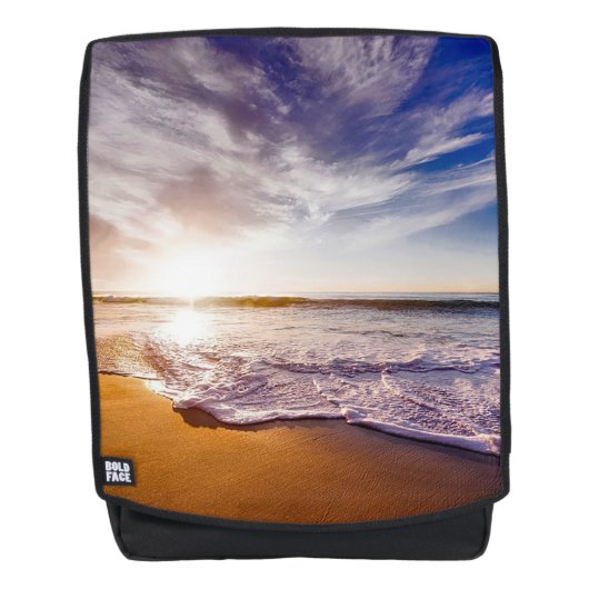 Sonnenuntergang am Strand Rucksack (Vorderseite)