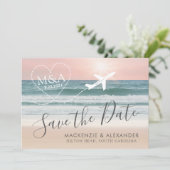 Sonnenuntergang am Strand Save The Date (Stehend Vorderseite)