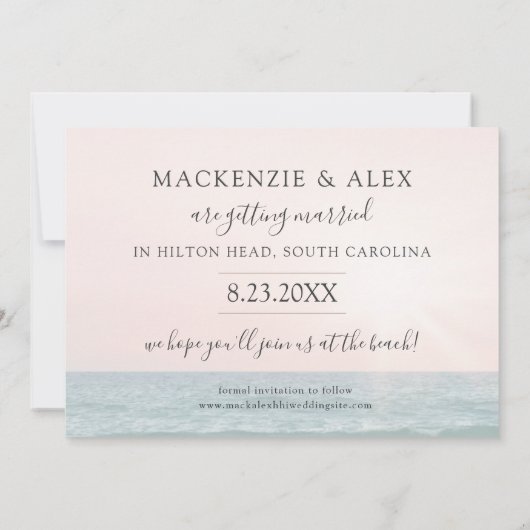 Sonnenuntergang am Strand Save The Date (Rückseite)