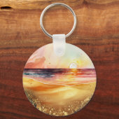 Sonnenuntergang am Strand Schlüsselanhänger (Vorderseite)