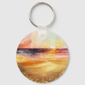 Sonnenuntergang am Strand Schlüsselanhänger (Rückseite)