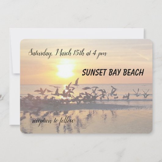 Sonnenuntergang am Strand Thema Hochzeit Einladung (Rückseite)