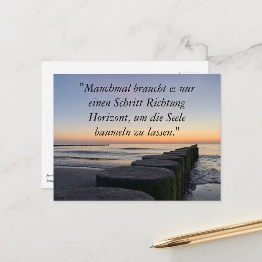 Sonnenuntergang am Strand von Ahrenshoop, Ostsee Postkarte (Vorderseite/Rückseite Beispiel)