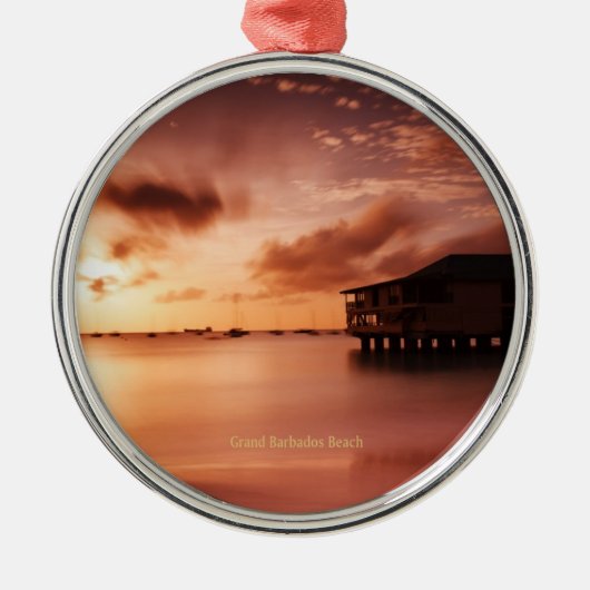 Sonnenuntergang am Strand von Grand Barbados Ornament Aus Metall (Vorne)