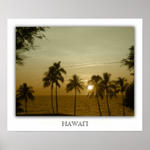 Sonnenuntergang am Strand von Hapuna, Hawaii Poster