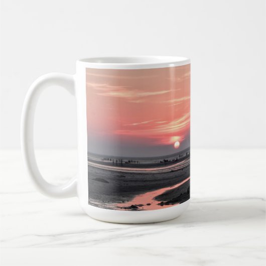 Sonnenuntergang am Strand von Mayflower Kaffeetasse (Links)