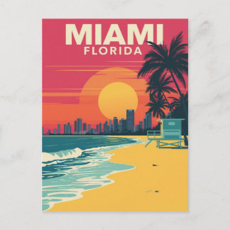 Sonnenuntergang am Strand von Miami Florida Postkarte