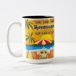 Sonnenuntergang am Strand Zweifarbige Tasse