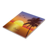 Sonnenuntergang am tropischen Strand Fliese (Seite)
