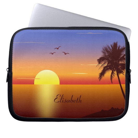 Sonnenuntergang am tropischen Strand Laptopschutzhülle (Vorderseite)