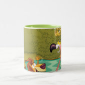 Sonnenuntergang am Wasser-Loch Zweifarbige Tasse (Mittel)