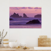 Sonnenuntergang an Bandon Beach Stacks. Poster (Küche)