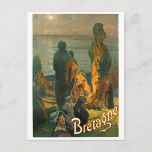 Sonnenuntergang an der Bretagne-Küste, Frankreich Postkarte