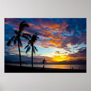 Sonnenuntergang an der Bucht von Danang, Vietnam, Poster