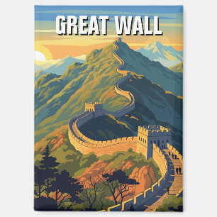 Sonnenuntergang an der großen Mauer der China Magnet