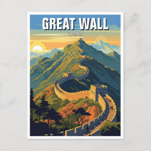 Sonnenuntergang an der großen Mauer der China Postkarte