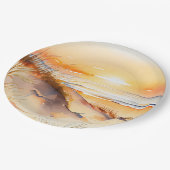 Sonnenuntergang an der Küste des tropischen Meeres Pappteller (Schrägansicht)