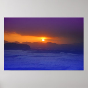 Sonnenuntergang an der Küste Poster