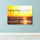 Sonnenuntergang an der Mauer Kunst mit Zitat Leinwanddruck (Insitu (Holzboden))
