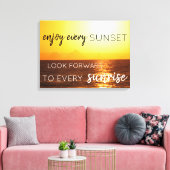Sonnenuntergang an der Mauer Kunst mit Zitat Leinwanddruck (Insitu (Wohnzimmer))