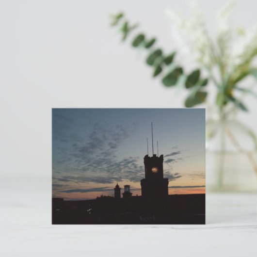 Sonnenuntergang an der Postkarte des Uhrturms (Stehend Vorderseite)