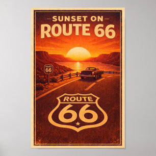 Sonnenuntergang an der Route 66 Litho Poster