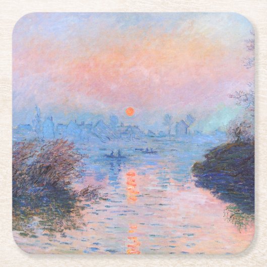 Sonnenuntergang an der Seine-Claude Monet Rechteckiger Pappuntersetzer (Vorderseite)