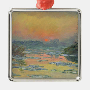 Sonnenuntergang an der Seine im Winter (Claude Mon Ornament Aus Metall