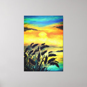 Sonnenuntergang - Aquarell Leinwanddruck