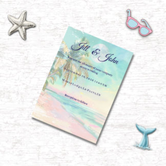 Sonnenuntergang Aquarell Strandhochzeit   Einladung