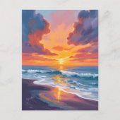 Sonnenuntergang Aquarellbilder Postkarte (Vorderseite)