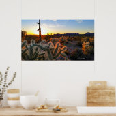 Sonnenuntergang Arizona Sonoran Wüste mit Saguaro  Poster (Küche)