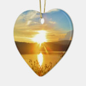 Sonnenuntergang auf Bergsee-Pfeilspitze Keramik Ornament (Links)