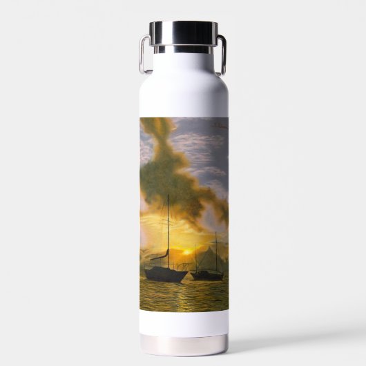 Sonnenuntergang auf Booten Wasserflasche Trinkflasche (Vorne)