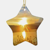 Sonnenuntergang auf dem Bergsee Arrowhead Keramikornament (Links)