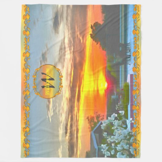 Sonnenuntergang auf dem Dach 2295 Fleecedecke (Vorderseite)