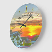 Sonnenuntergang auf dem Dach 2295 Große Wanduhr (Winkel)