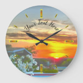 Sonnenuntergang auf dem Dach 2295 Große Wanduhr (Vorderseite)