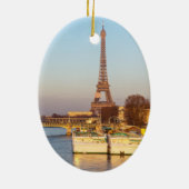 Sonnenuntergang auf dem Eiffelturm und Pont Rouell Keramik Ornament (Hinten)