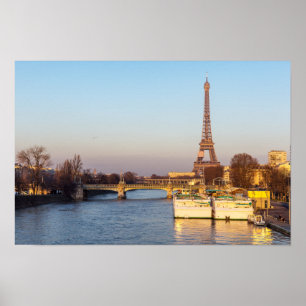 Sonnenuntergang auf dem Eiffelturm und Pont Rouell Poster