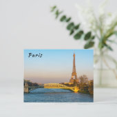 Sonnenuntergang auf dem Eiffelturm und Pont Rouell Postkarte (Stehend Vorderseite)