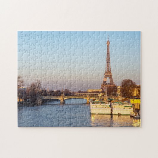 Sonnenuntergang auf dem Eiffelturm und Pont Rouell Puzzle (Horizontal)