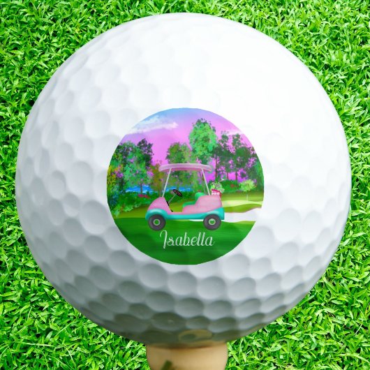 Sonnenuntergang auf dem Golfplatz Pink Leather Gol Golfball