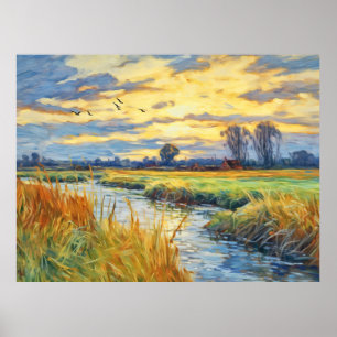 Sonnenuntergang auf dem Havel Poster