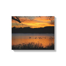 Sonnenuntergang auf dem Lake Wrapped Canvas Print